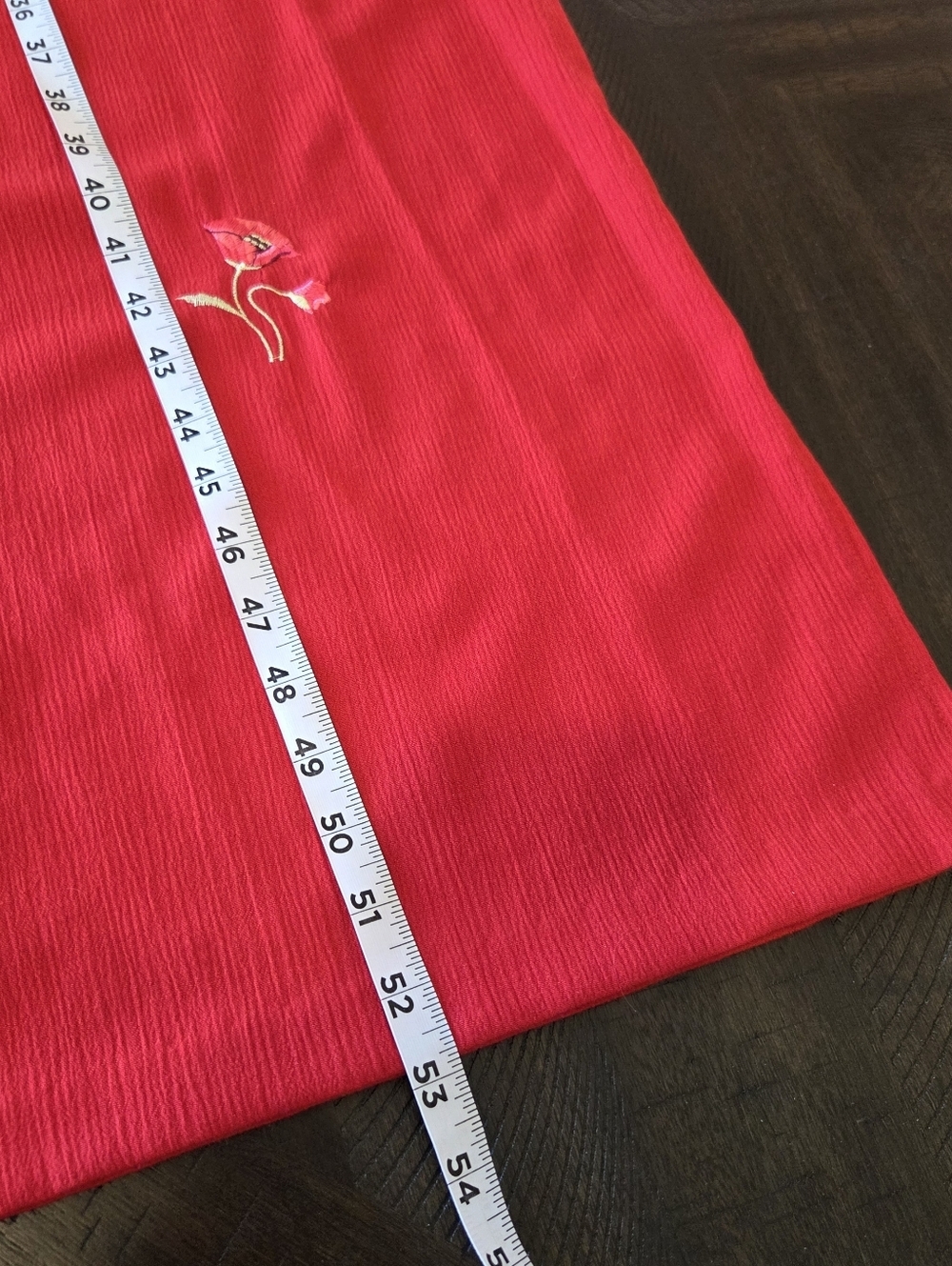 NWT Vintage Teddi Red Embroidered Poppy Maxi Dress Plus Size 2X Crepe Slit 90s - Picture 10 of 11